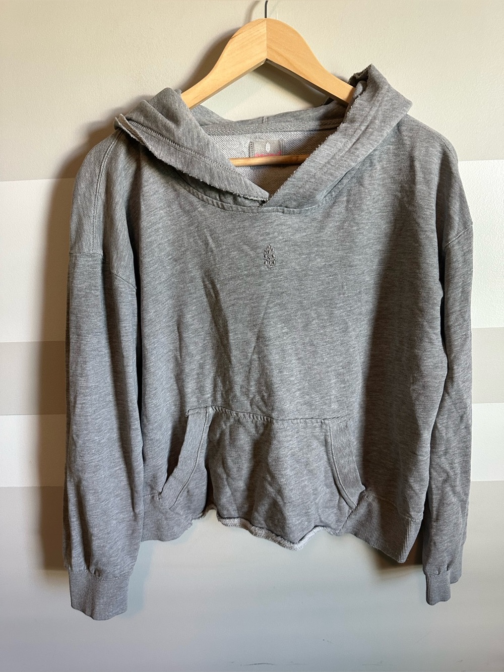 Free People FP Movement Logo Hoodie Grey Cropped